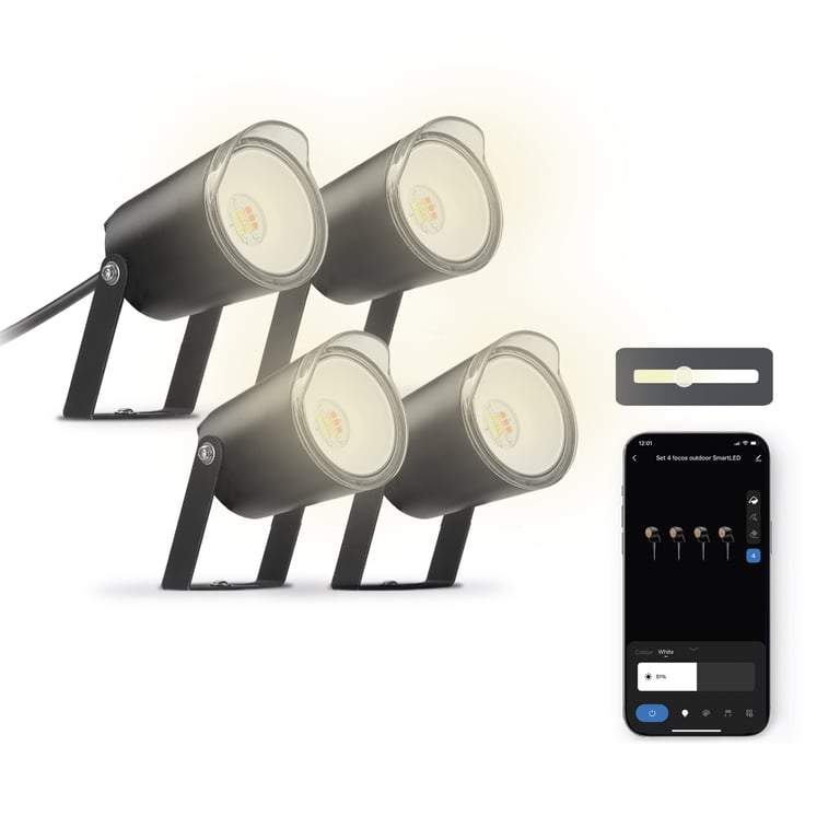 Ksix Pack 4 Spots LED Extérieurs Smartled RGBWIC IP65 Contrôle APP Installation Facile Neuf - vue 2