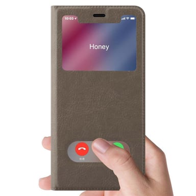 Coque pour Apple iPhone XS MAX en MARRON PIERRE Housse de protection Étui avec fermeture magnétique, fonction de support et 2 fenêtres de visualisation