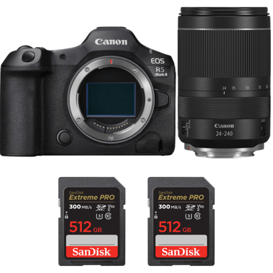 Appareil photo hybride Canon EOS R5 Mark II + RF 24-240mm f/4-6.3 IS USM + 2 SanDisk 512GB Extreme PRO UHS-II + Ebook ''20 astuces pour des images qui claquent''