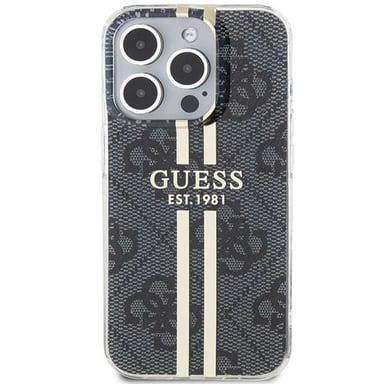 Custodia Guess per iPhone 15 Pro 6.1'' nero Custodia rigida IML 4G Gold Stripe