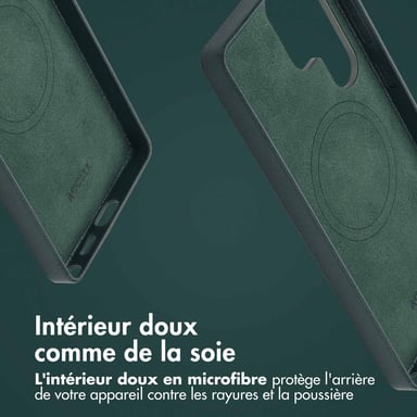 Accezz Coque arrière en cuir avec Magsafe pour Samsung Galaxy S25 Ultra - Cedar Green