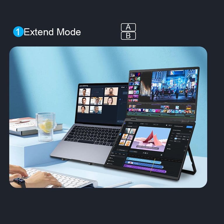 Écran PC FOPO T01 15 6 Full HD 60Hz IPS Double USB C Mini HDMI Portable Pliable - vue 3