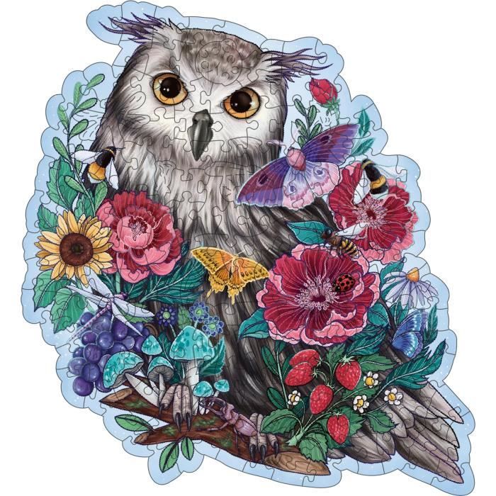 Puzzle en Bois Hibou Floral - 150 Pièces de Haute Qualité - Neuf
