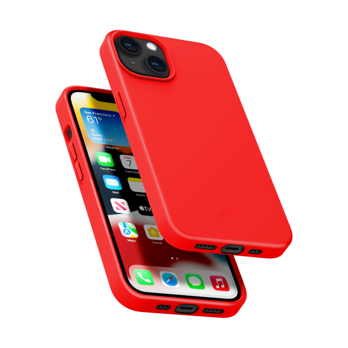 Coque antichoc en gel de silicone doux pour Apple iPhone 13, Rouge Ardent