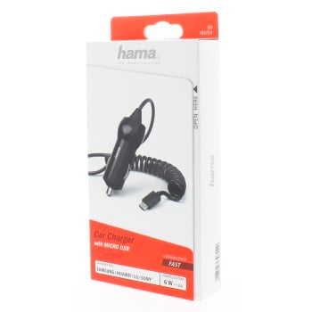 Cargador de coche, micro-USB, 1,2 A, negro