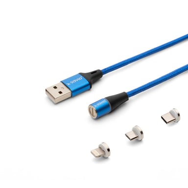 Savio CL-157 câble USB USB 2.0 2 m USB A USB C/Micro-USB B/Lightning Bleu