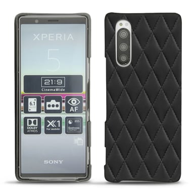 Coque cuir Sony Xperia 5 -  - Noir - Cuir lisse couture
