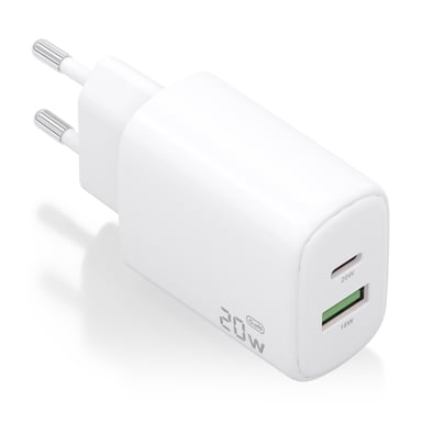 Chargeur Aisens GaN 20W - 1xUSB-C PD3.0 - 1xUSB-A QC3.0 - Blanc