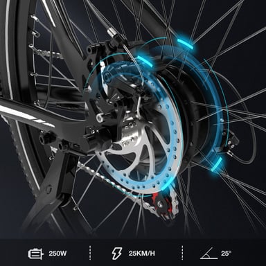 Vélo électrique - EVERCROSS EK15 - Pneu 26 pouces - Transmission 7 vitesses Batterie Amovible - Noir Rouge