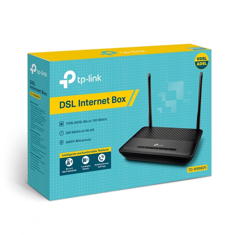 tp link tp link td w9960v wireless router dsl modem 802.11bgn desktop - vue 7