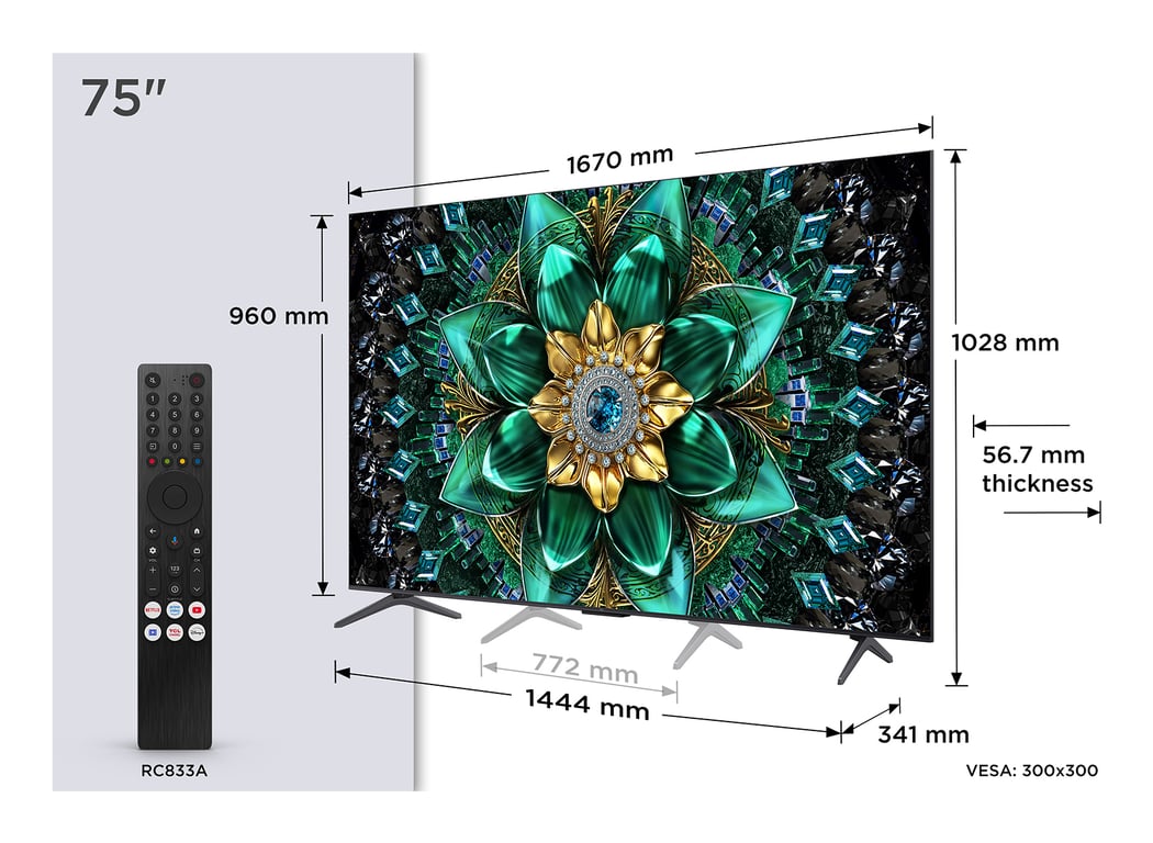 TCL Q6C 75Q6C TV 190,5 cm (75 ) 4K Ultra HD Smart TV Wifi Métallique Neuf