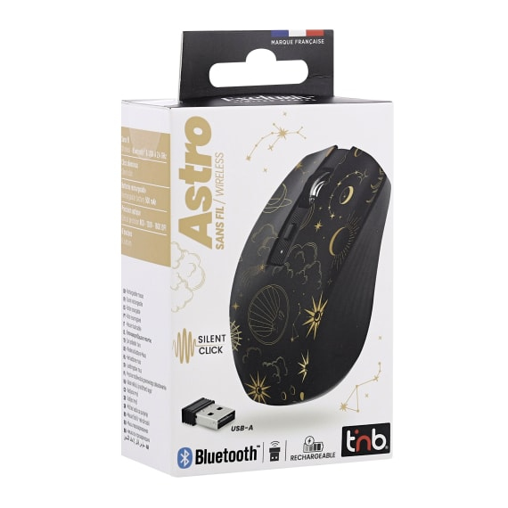 Souris Sans Fil T'nB MWXASTRO2 – Bluetooth + USB-A, 1600 DPI, 6 Boutons - vue 3