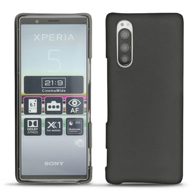 Coque cuir Sony Xperia 5 - Coque arrière - Noir - Cuir lisse