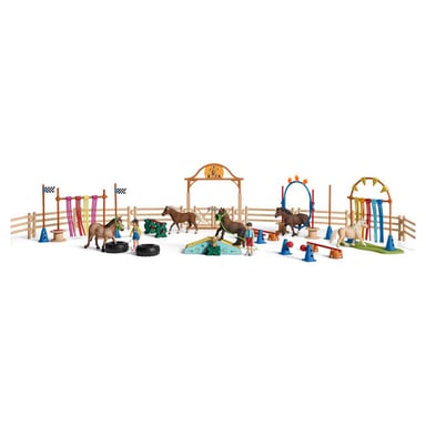 Set d'Entraînement d'Agilité pour Poney avec Figurines et Objets de Jeu