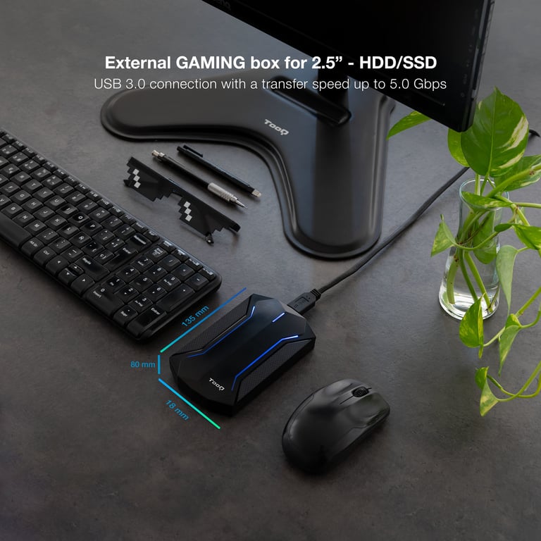 TooQ TQE-2599RGB Contenitore per dischi di archiviazione nero da 2,5