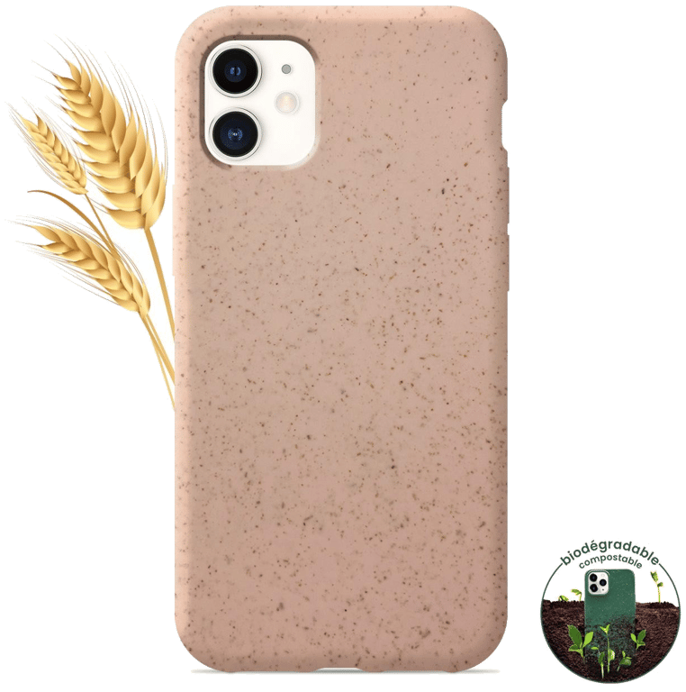 Coque silicone unie compatible Biodégradable Rose Apple iPhone 11