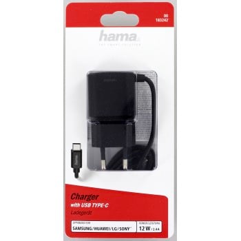 Caricabatterie, USB Tipo-C, 2,4 A, nero