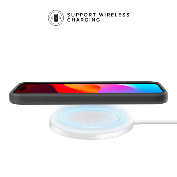 Coque antichoc en gel de silicone doux pour Apple iPhone 15 Pro, Noir satin