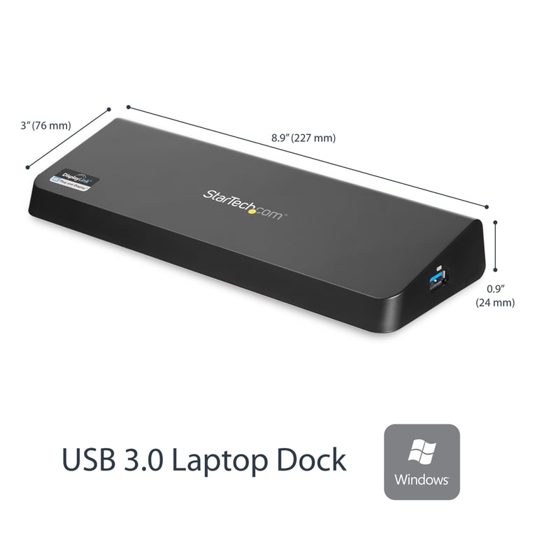 StarTech.com Station d'Accueil USB 3.0 Double Écran avec HDMI et DisplayPort 4K - USB 3.0 vers 4x USB-A, Ethernet, HDMI et DP - Station d'Accueil Universelle USB A pour PC pour Mac/Win - Neuf