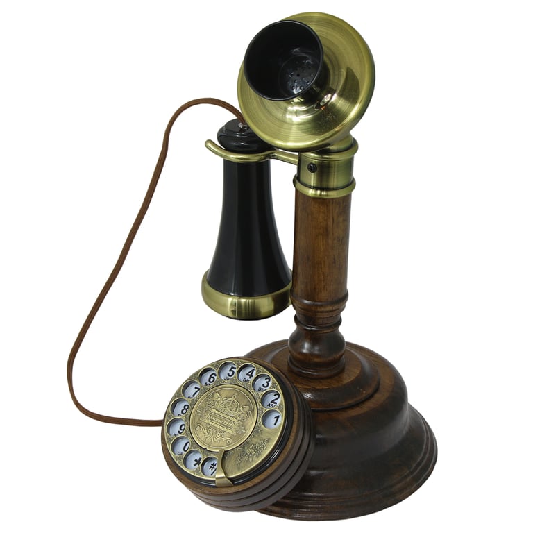 OPIS 1921 CABLE C - téléphone rétro en bois et metal avec cadran rotatif -  Opis Technology