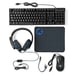 Pack Gaming 5-en-1 QWERTY avec Clavier, Souris et Casque Rétroéclairé LED Noir