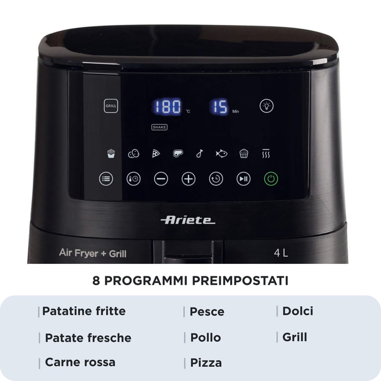 Ariete 4633 Friteuse à air capacité 9 programmes fonction Shake and Grill Température jusqu'à 200°C - vue 8