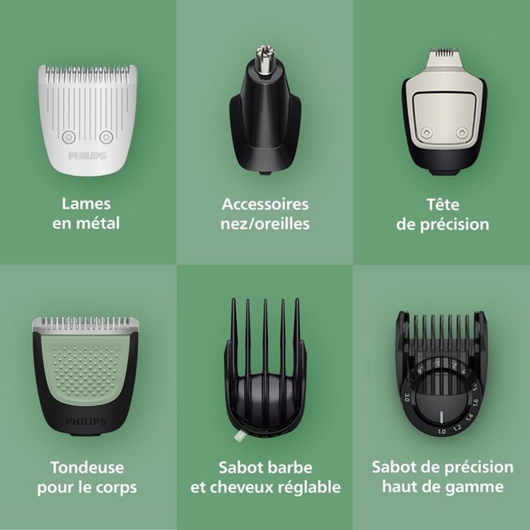 Philips Multigroom série 7000 Tondeuse tout en un 16 accessoires – tondeuse pour barbe cheveux et corps lames en métal auto affûtées 21 hauteurs de coupe 0 5 16 mm modèle MG793115 - vue 5