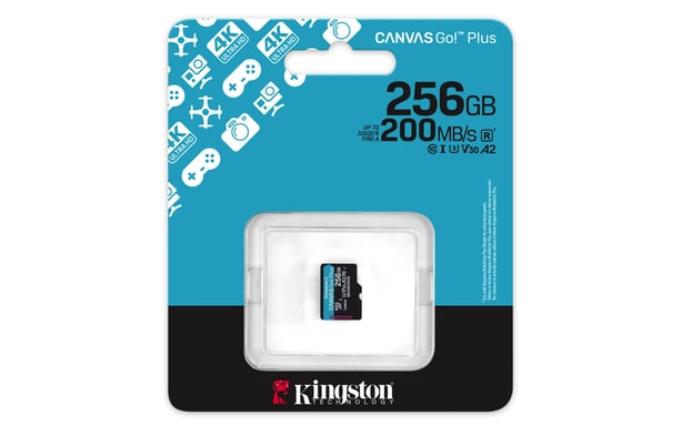 Kingston Technology 256 GB microSDXC Canvas Go Plus Gen4 200R A2 U3 Confezione singola senza ADP