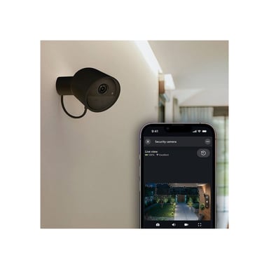Caméra connectée Philips Hue Secure Cam 2K Wired Black EU 2K filaire vision nocturne infrarouge alertes de mouvement noire