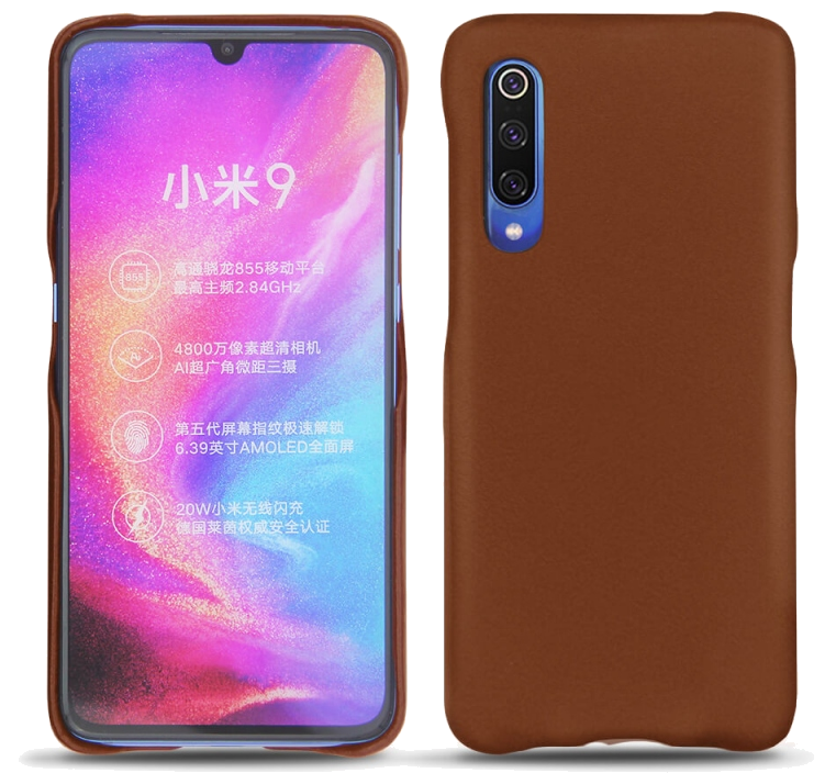Coque cuir Xiaomi Mi 9 - Coque arrièreMarron