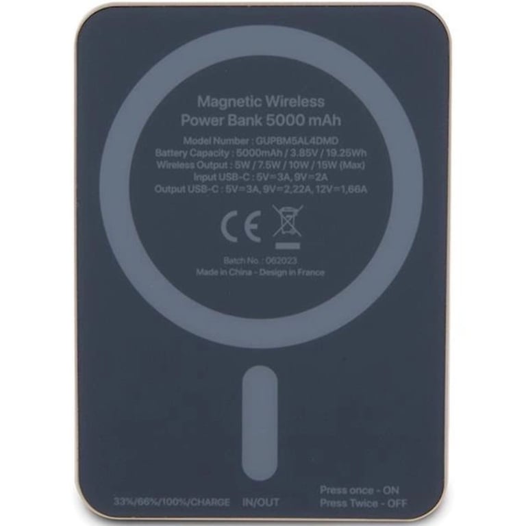 Guess Fast 5000mAh 1x Banque d'alimentation USB C avec logo MagSafe Metal Ssript Neuf - vue 6