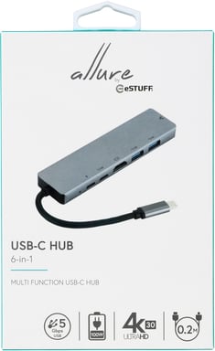 eSTUFF ES623012 base para portátil y replicador de puertos USB 3.2 Gen 1 (3.1 Gen 1) Type-C Gris
