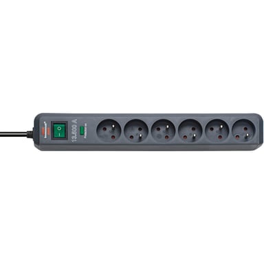 Multiprise BRENNENSTUHL Eco-Line 6 prises 2P+T 16A parasurtenseur 13500A 1,4 m Anthracite