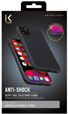 Coque antichoc en gel de silicone doux pour Apple  iPhone 11 Pro, Noir satin