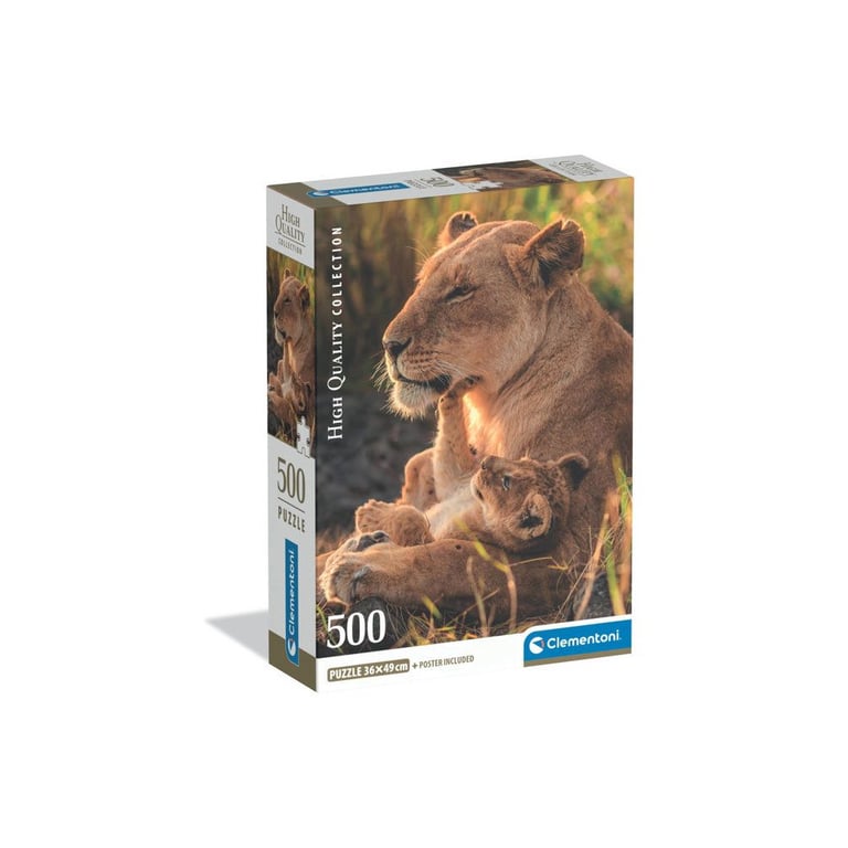 Puzzle 500 pièces Clementoni Compact Feline Love 49 x 36 cm avec poster Tons chauds Neuf