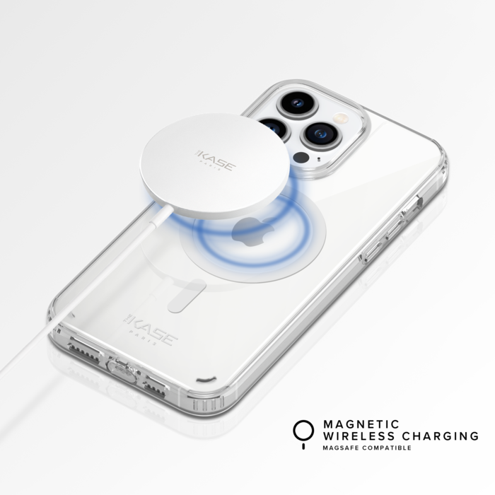 Coque antibactérienne antichoc magnétique invisible pour Apple iPhone 14 Pro, Transparente