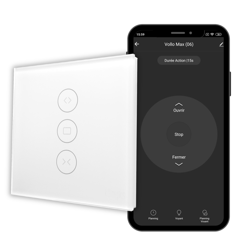 Interrupteur Wi Fi + Bluetooth pour volets roulants Vollo Max 3 Neuf