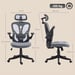Roline Chaise de Bureau Ergonomique Grise Accoudoirs 3D Maille