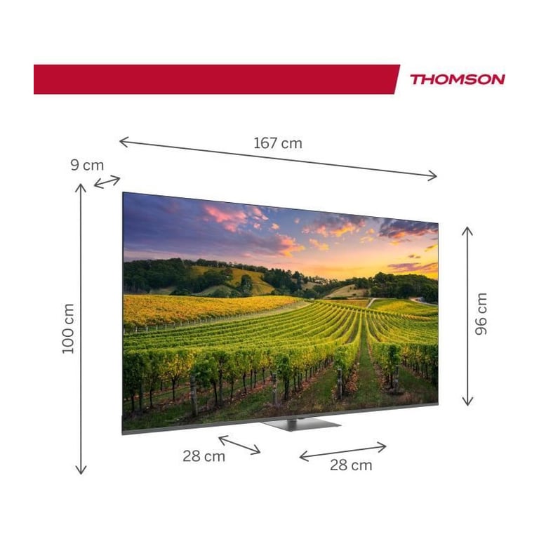 THOMSON TV QLED 75QG5C14 75 190 cm 4K UHD 3840x2160 HDR 10 Google TV 2xHDMI 2.1 + 2xHDMI 2.0 - vue 4