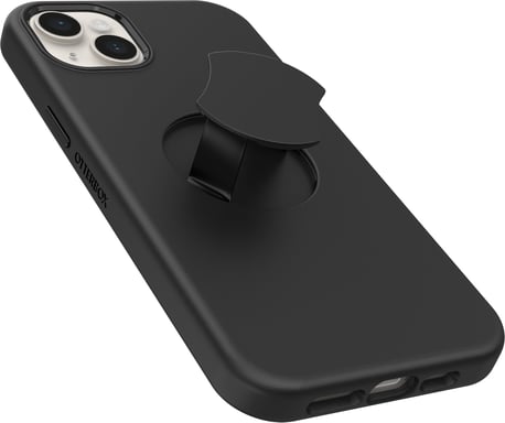 Coque OtterGrip Symmetry pour iPhone 14 Plus avec MagSafe, résistante aux chocs et aux chutes, avec protection antimicrobienne et grip intégré, testée 3x normes MIL-STD 810G - Noir