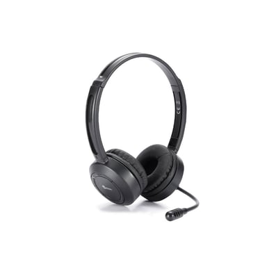 HEDEN Auricular Bluetooth, conexión BT o cable jack 3,5, micrófono giratorio, diadema ajustable, negro