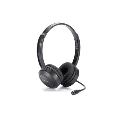 Casque micro HEDEN Bluetooth connexion BT ou câble jack 3.5 micro pivotant, arceau réglable noir