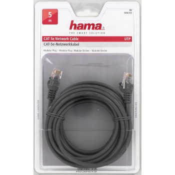 Hama CAT5e Patch Cable UTP, 5 m, Grey câble de réseau Gris
