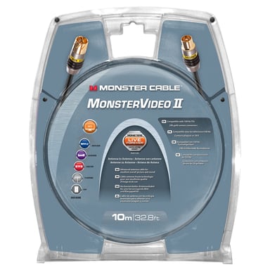 Câble d'Antenne Coaxial Monster 10 mètres - Téléviseurs 100 Hz - Double Blindage en Feuilles Métalliques et Tresse de Cuivre