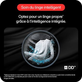 LG WashTower Compact Lave linge 12kg / Seche linge 10kg Colonne de lavage et de sechage compact Panneau de commande central AIDD - vue 5