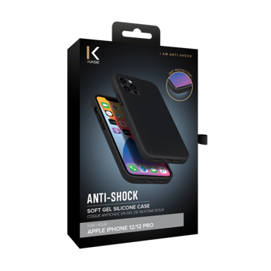 Custodia antiurto in morbido silicone gel per Apple iPhone 12/12 Pro, nero satinato