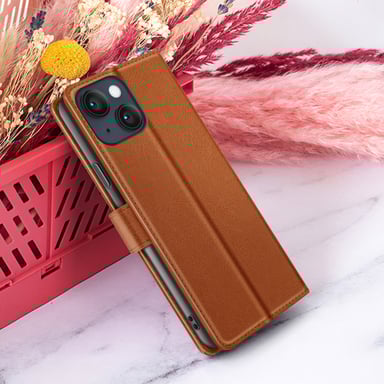 Custodia a portafoglio per iPhone 14 con supporto e linguetta magnetica