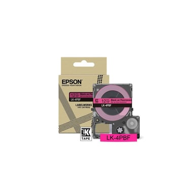 Cartucho de tinta Epson LK 4PBF para LabelWorks LW C410 y LW C610 Negro sobre rosa fluorescente
