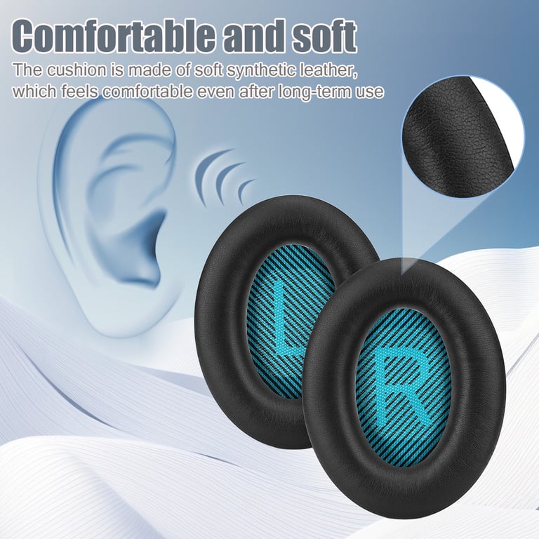 Coussinets pour Bose QC35 I/II, QC25, QC15, QC 2 AE 2, AE 2i, AE 2w, SoundTrue Blue - Neuf