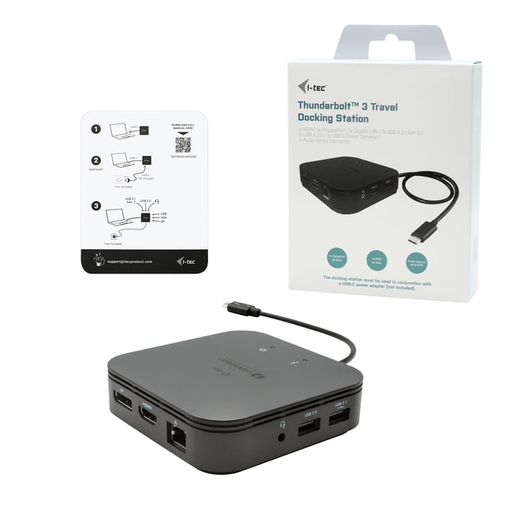 i tec Thunderbolt 3 Dual DisplayPort 4K Travel Dock + Power Delivery - vue 3